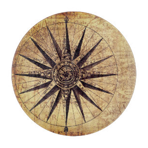 Compass Discovery Age World Map Vintage カッティングボード