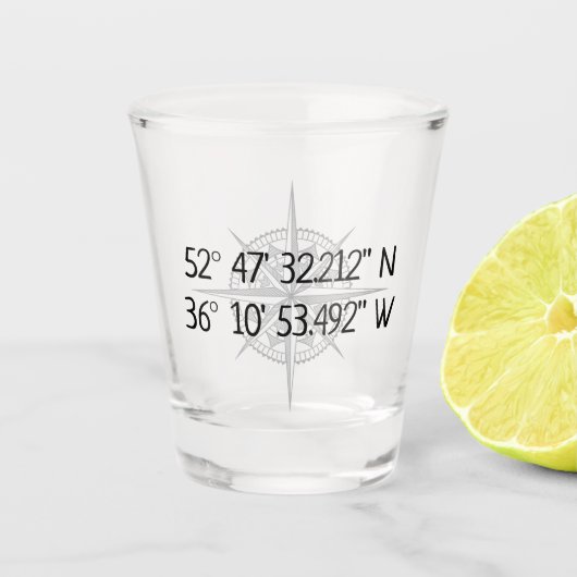 Compass GPS Home Coordinates ショットグラス (正面)