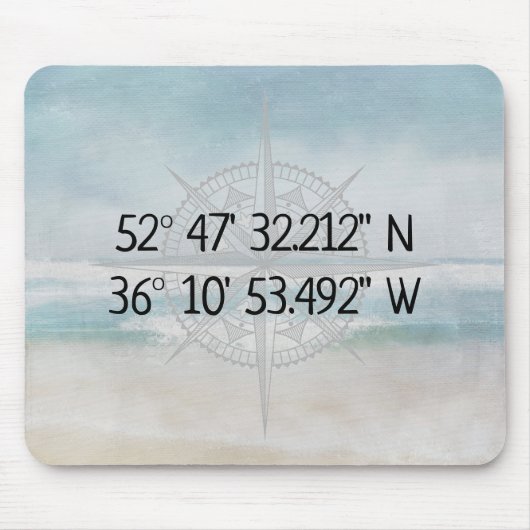 Compass GPS Home Coordinates On Ocean マウスパッド (正面)