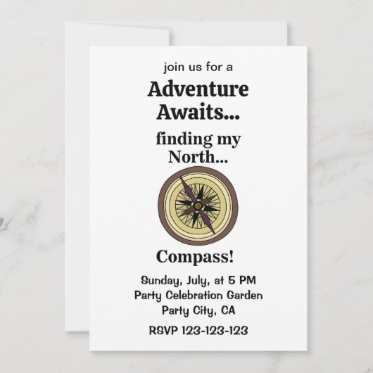 Compass Instrument Funny Adventure Awaits  招待状 (正面)