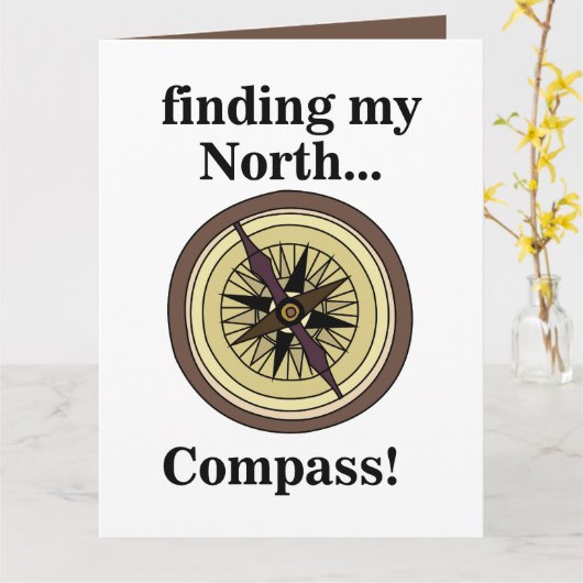 Compass Instrument Navigation Direction Funny カード (黄色い花)