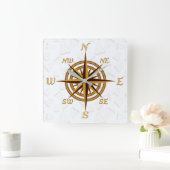 Compass Rose スクエア壁時計 (ホーム)