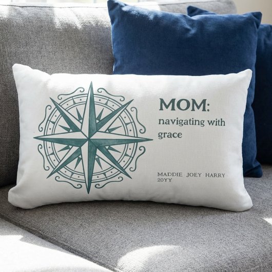 Compass Rose Mom Quote Nautical Heritage ランバークッション