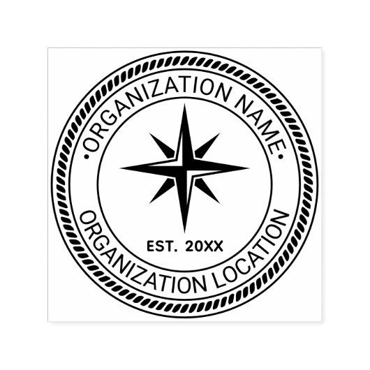 Compass Rose Rope #2 Seal Name Location Est Date セルフインキングスタンプ (デザイン)