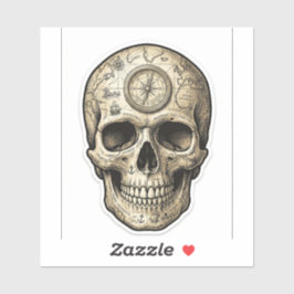 Compass Skull Decal — Explorer Biker Vinyl Sticker シール