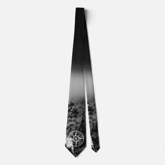 Compass star emblem monogram dramatic mountains ネクタイ (正面)