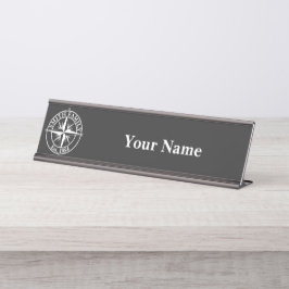Compass star monogram personalizableエンブレムデスクn デスクネームプレート
