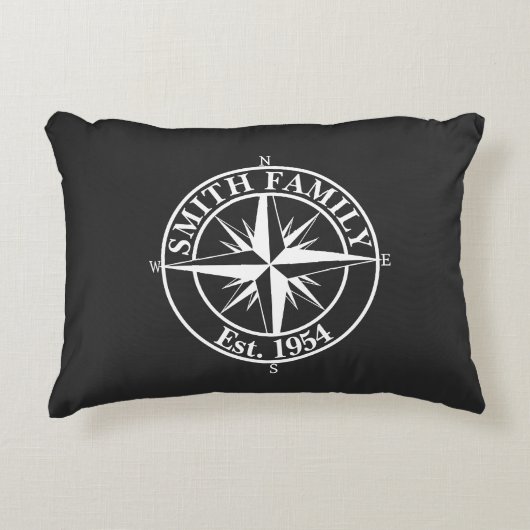 Compass star monogram personalizableエンブレム アクセントクッション (正面)