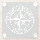 Compass star monogram personalizableエンブレム ガラスコースター (裏面)