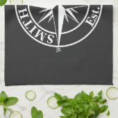 Compass star monogram personalizableエンブレム キッチンタオル (折り畳み)