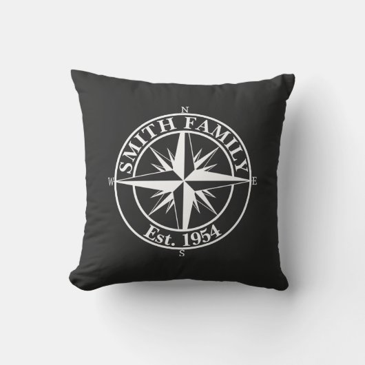 Compass star monogram personalizableエンブレム クッション (正面)