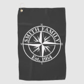 Compass star monogram personalizableエンブレム ゴルフタオル (正面)