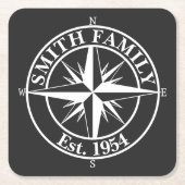 Compass star monogram personalizableエンブレム スクエアペーパーコースター (正面)