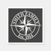 Compass star monogram personalizableエンブレム スタンダードカクテルナプキン (正面)