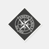 Compass star monogram personalizableエンブレム スタンダードカクテルナプキン (角)