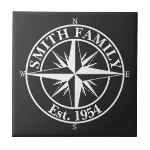Compass star monogram personalizableエンブレム タイル