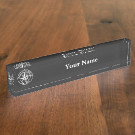 Compass star monogram personalizableエンブレム デスクネームプレート