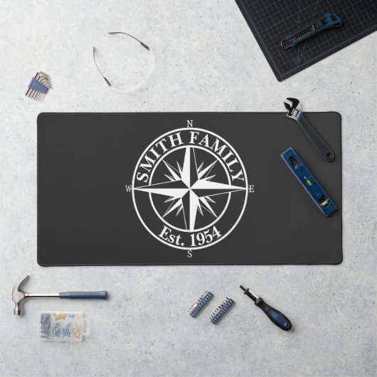 Compass star monogram personalizableエンブレム デスクマット (ワークステーション)
