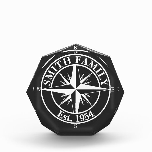Compass star monogram personalizableエンブレム フォトブロック (正面)