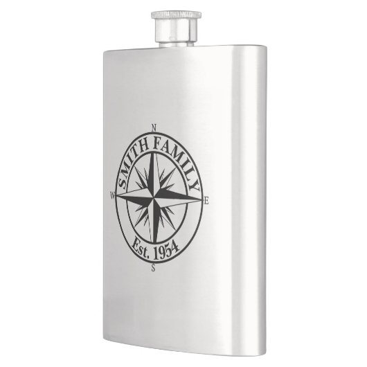 Compass star monogram personalizableエンブレム フラスク (左)