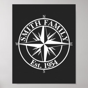Compass star monogram personalizableエンブレム ポスター