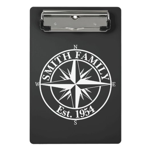 Compass star monogram personalizableエンブレム ミニクリップボード (正面)