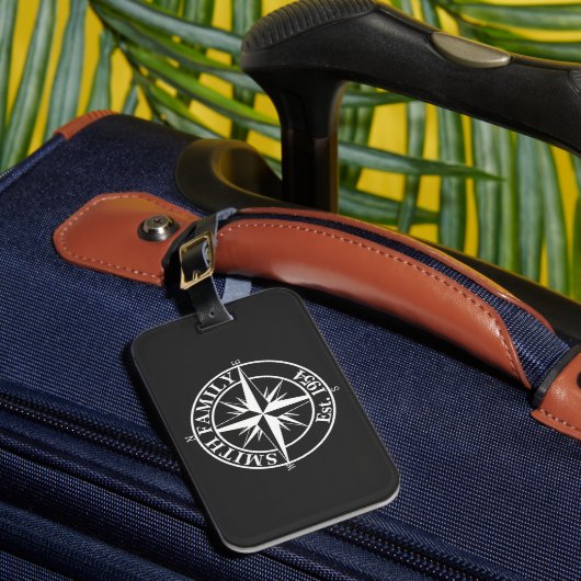 Compass star monogram personalizableエンブレム ラゲッジタグ (正面インサイチュ1)