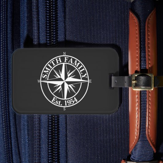 Compass star monogram personalizableエンブレム ラゲッジタグ (正面インサイチュ4)