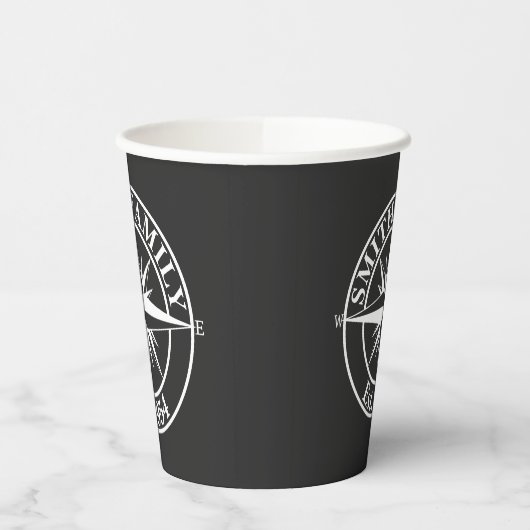 Compass star monogram personalizableエンブレム 紙コップ (左)