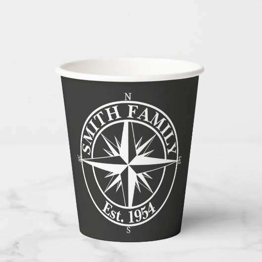 Compass star monogram personalizableエンブレム 紙コップ (正面)