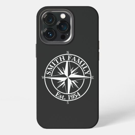 Compass star monogram personalizableエンブレム iPhoneケース (裏面)