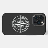 Compass star monogram personalizableエンブレム iPhoneケース (裏面横)