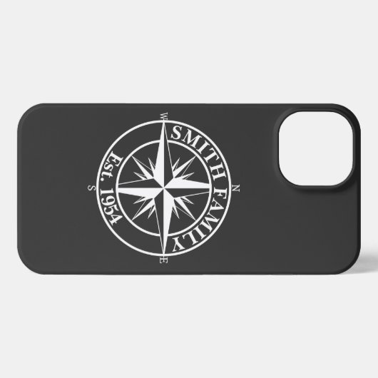 Compass star monogram personalizableエンブレム iPhoneケース (裏面横)