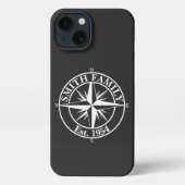 Compass star monogram personalizableエンブレム iPhoneケース (裏面)