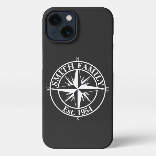 Compass star monogram personalizableエンブレム iPhoneケース (裏面)