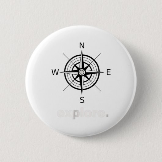 Compass Wanderlust TシャツWorld Traveler Backpack 缶バッジ (正面)