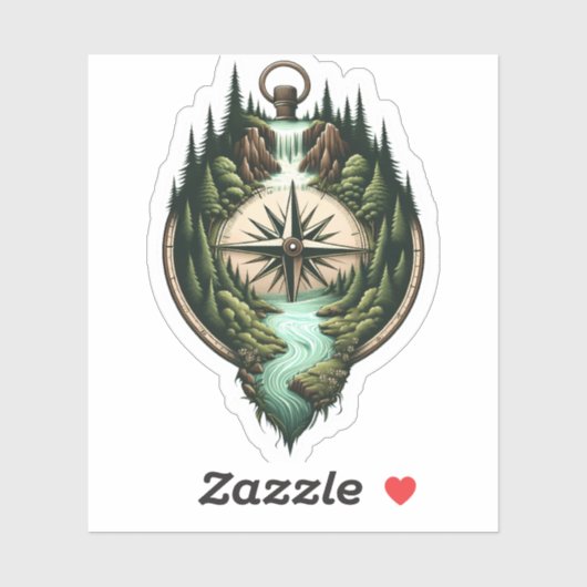 Compass Waterfall Vinyl Sticker | Die-Cut Sticker シール (シート)