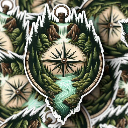 Compass Waterfall Vinyl Sticker | Die-Cut Sticker シール
