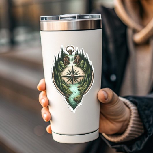 Compass Waterfall Vinyl Sticker | Die-Cut Sticker シール
