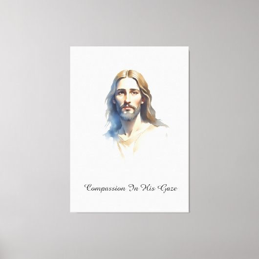Compassion in His gaze- Jesus Water color Painting キャンバスプリント (正面)