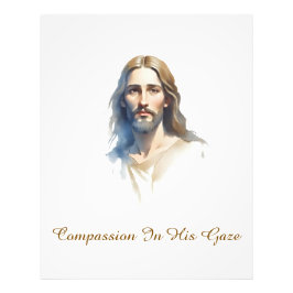Compassion in His gaze- Jesus Water color Painting フォトプリント