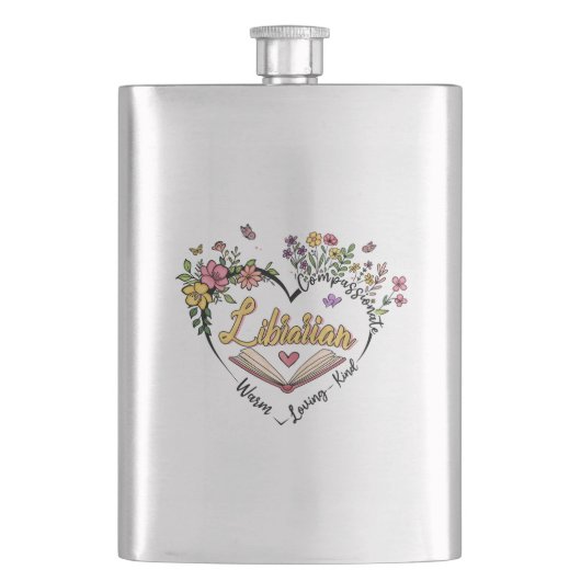 Compassionate Librarian -フローラハートデザイン フラスク (正面)