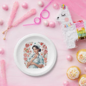 Compassionate Nurse – Elegant Floral Art Illustrat ペーパープレート (パーティー)