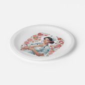 Compassionate Nurse – Elegant Floral Art Illustrat ペーパープレート (アングル)