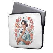 Compassionate Nurse – Elegant Floral Art Illustrat ラップトップスリーブ (正面左)