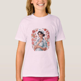 Compassionate Nurse – Elegant Floral Art Illustrat Tシャツ