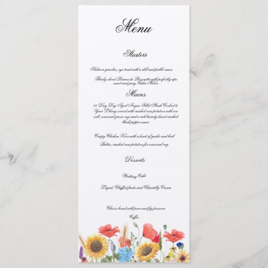 Completely Customisable Wedding Menu メニュー (正面)