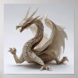 Complex Folded Origami Dragon Fine Art ポスター