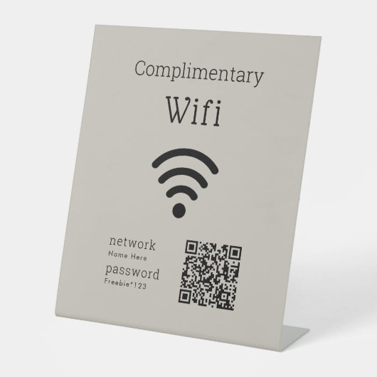 Complimentary Wifi Code Black & Tan Custom 台座サイン (正面)