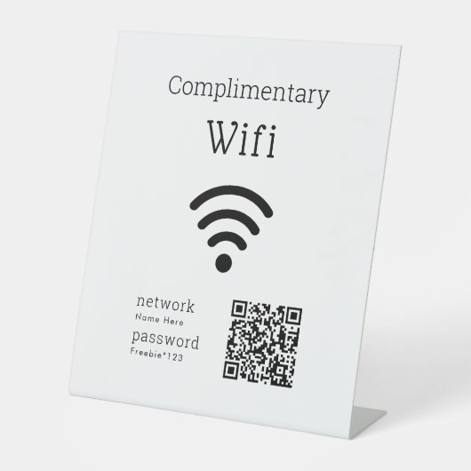 Complimentary Wifi Code Black & White Custom 台座サイン (正面)